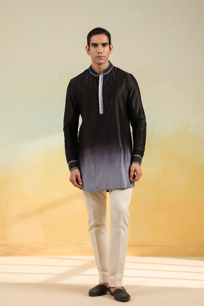 Black Ombre Silk Kurta