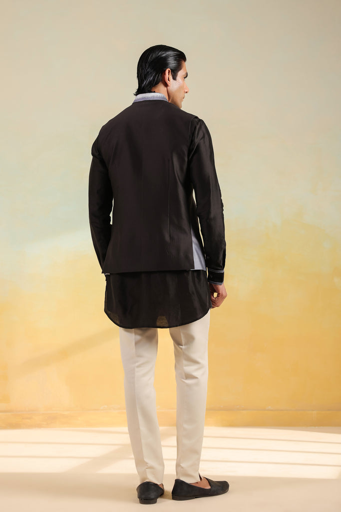 Black Ombre Bandi Kurta Set