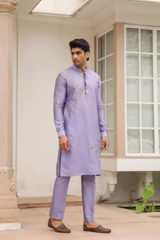 Gulzar Lilac Abstract Embroidered Kurta Set