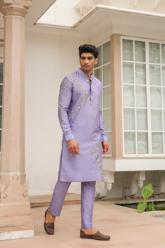 Gulzar Lilac Abstract Embroidered Kurta Set