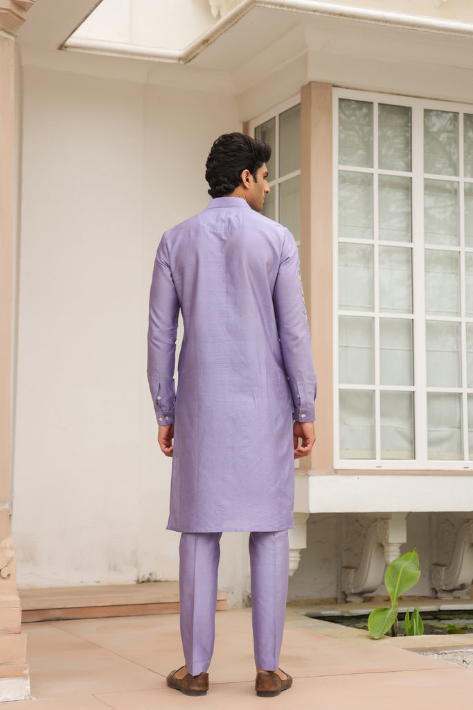 Gulzar Lilac Abstract Embroidered Kurta Set