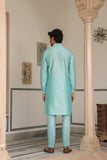 Gulzar Light Blue Floral Embroidered Neckline Kurta Set