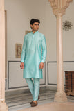 Gulzar Light Blue Floral Embroidered Neckline Kurta Set