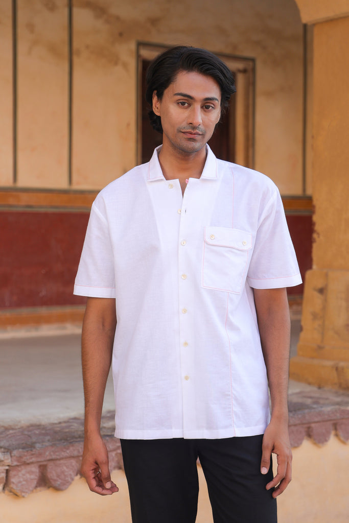 White Cuban Collar Shirt