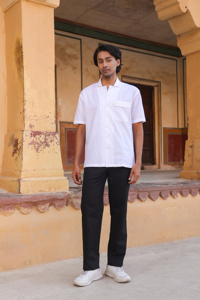 White Cuban Collar Shirt