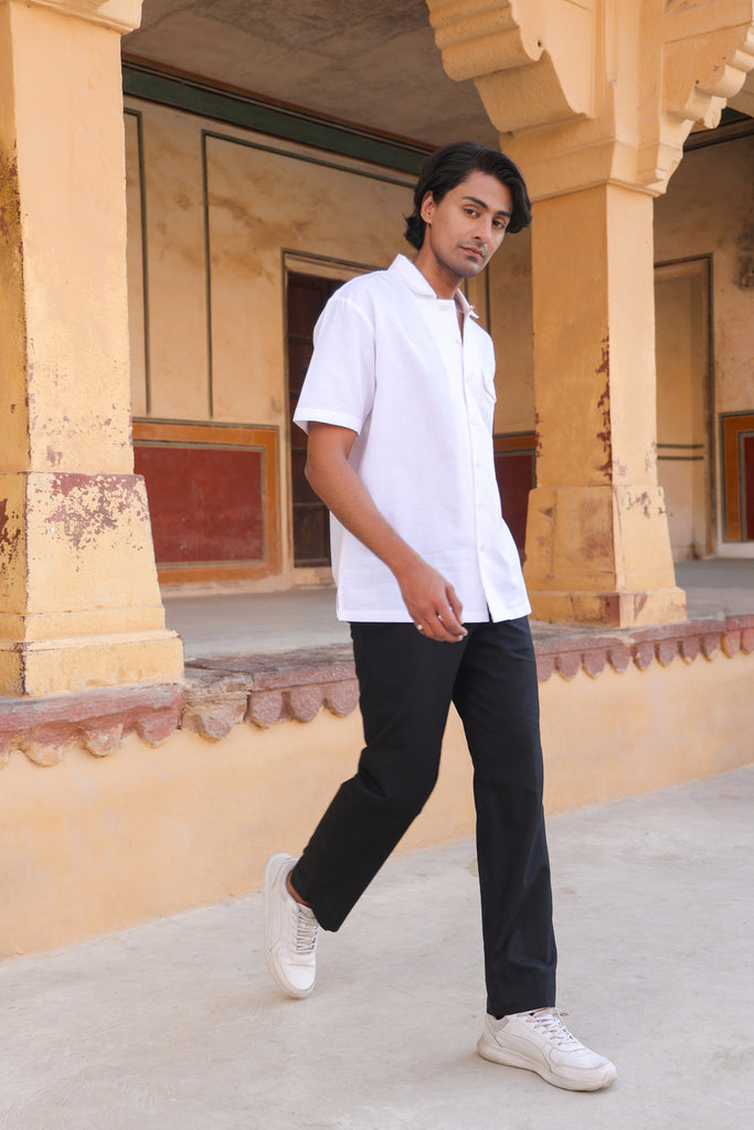 White Cuban Collar Shirt