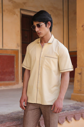 Beige Cuban Collar Shirt