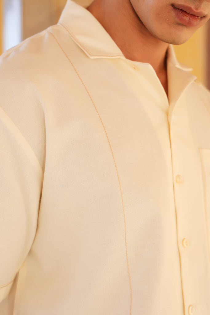 Cream Cuban Collar Shirt