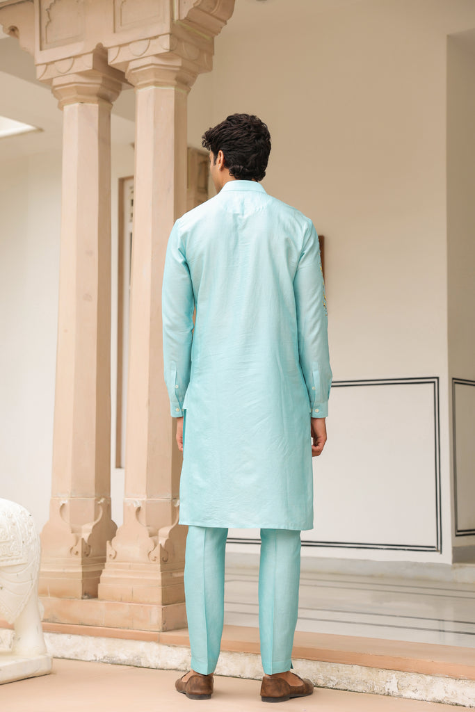 Gulzar Light Blue Abstract Embroidered Kurta Set