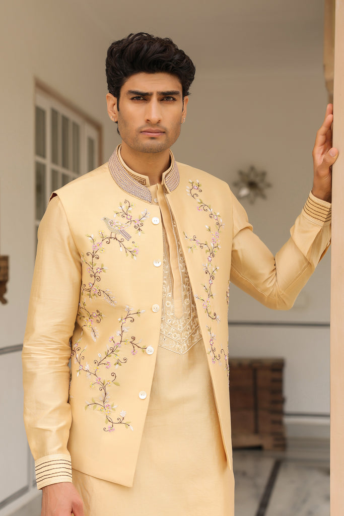 Gulzar Beige Jaal Embroidered Bandi