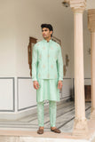 Gulzar Mint Green Geometric Threadwork Bandi Kurta Set