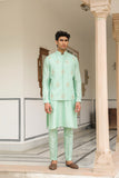 Gulzar Mint Green Geometric Threadwork Bandi Kurta Set