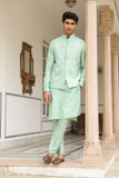 Gulzar Mint Green Geometric Threadwork Bandi Kurta Set