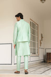 Gulzar Mint Green Geometric Threadwork Bandi Kurta Set