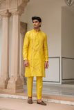 Gulzar Yellow Geometric Embroidered Kurta Set