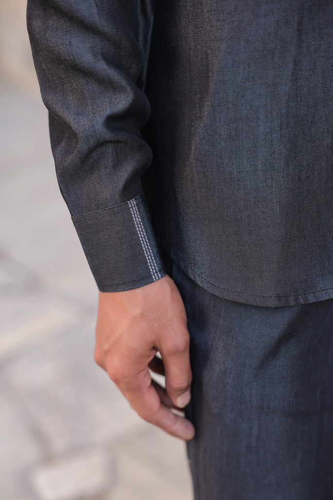 Black Denim Kurta Shirt