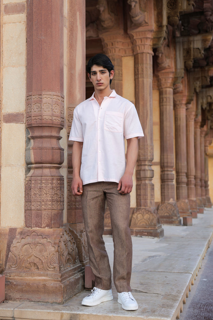 Pink Cuban Collar Shirt
