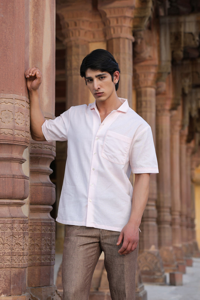 Pink Cuban Collar Shirt
