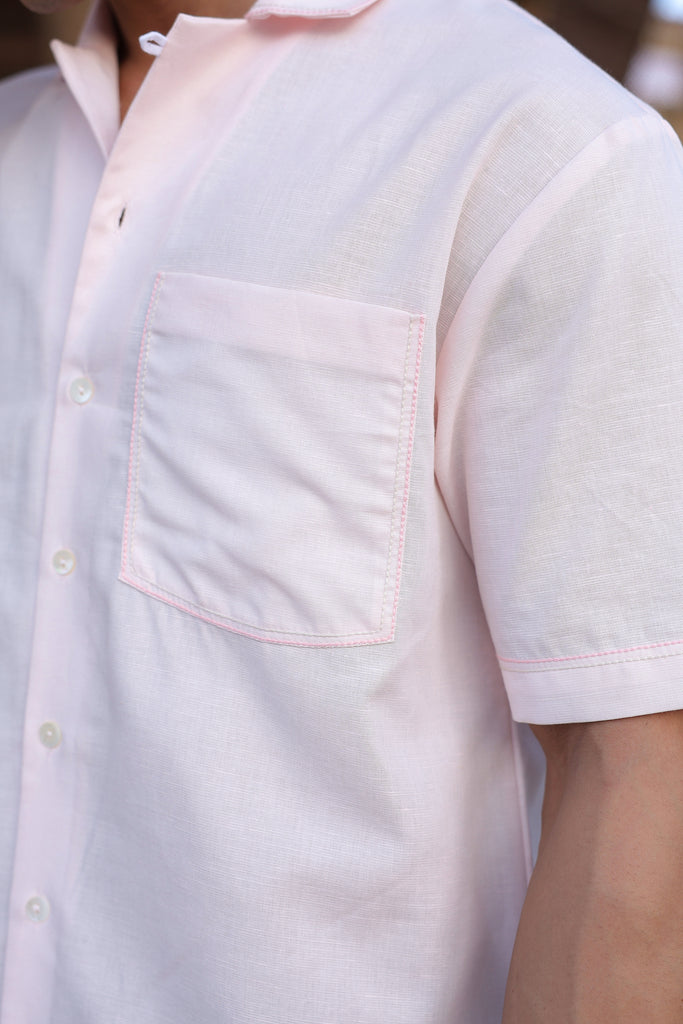 Pink Cuban Collar Shirt