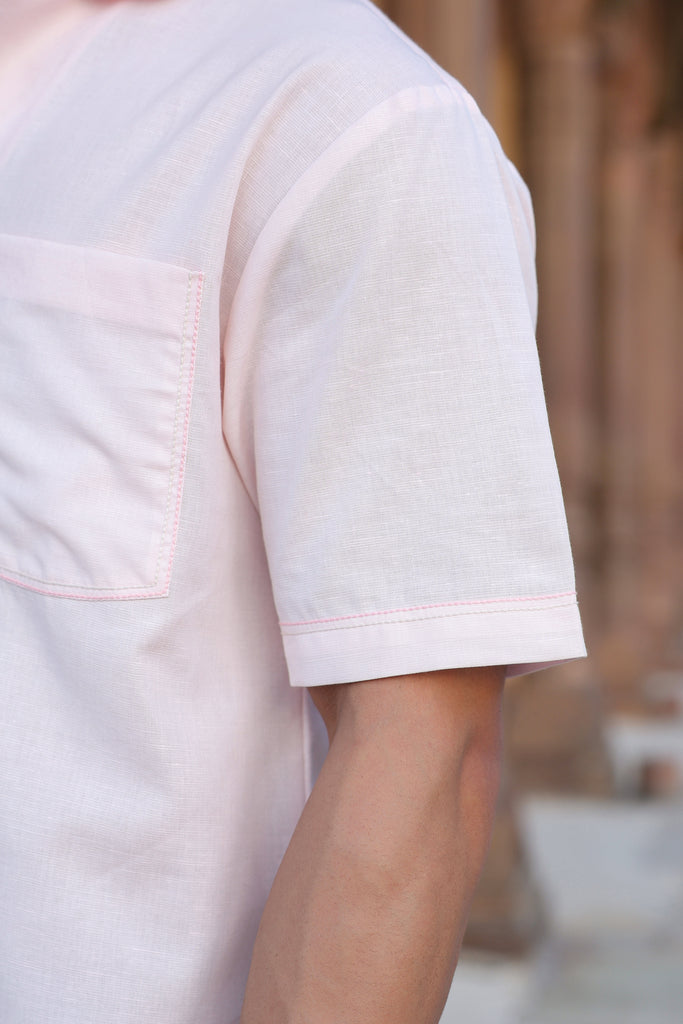 Pink Cuban Collar Shirt