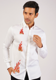 White shirt with Hand embroided Fire
