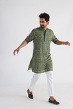 OLIVE PRINTED KURTA SET