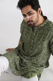 OLIVE PRINTED KURTA SET