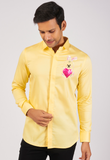 Yellow shirt with Hand embroided Bunny