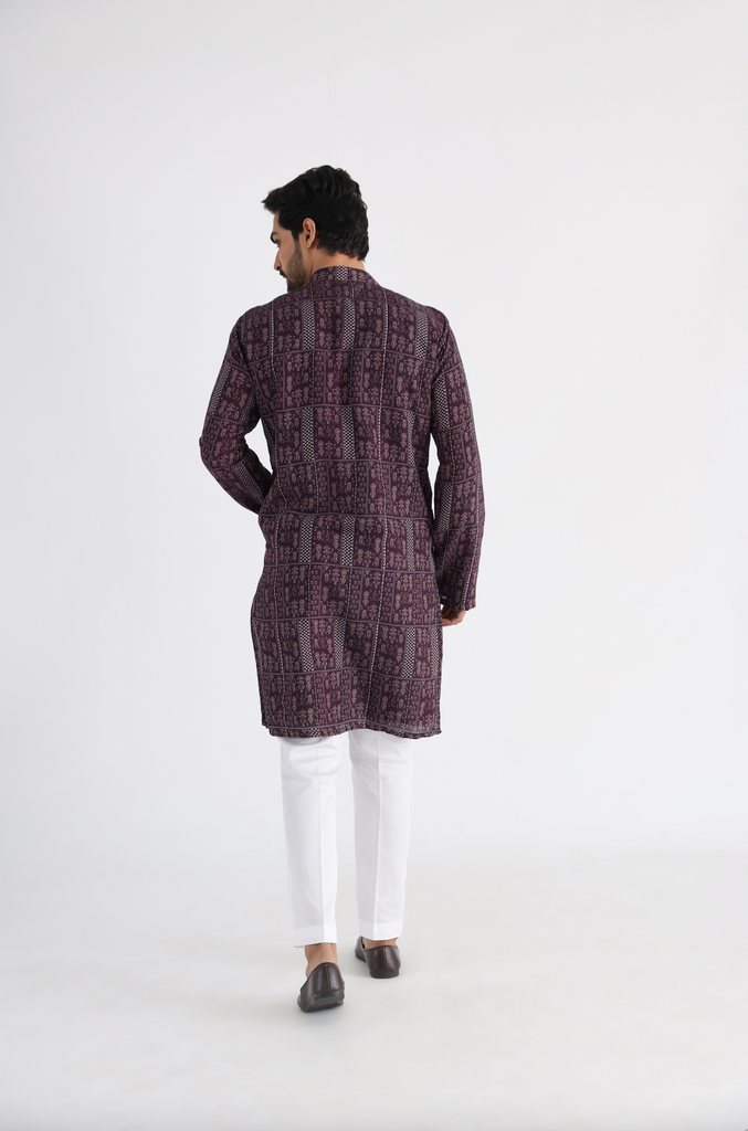 BROWN PRINTED KURTA SET