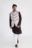 OFF WHITE NEHRU AND BROWN KURTA SET