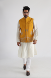 RUAKH YELLOW EMBROIDERED NEHRU AND KURTA SET