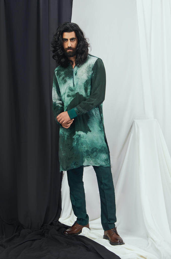 EMERALD BLOTCH PRINTED KURTA WITH PANTS