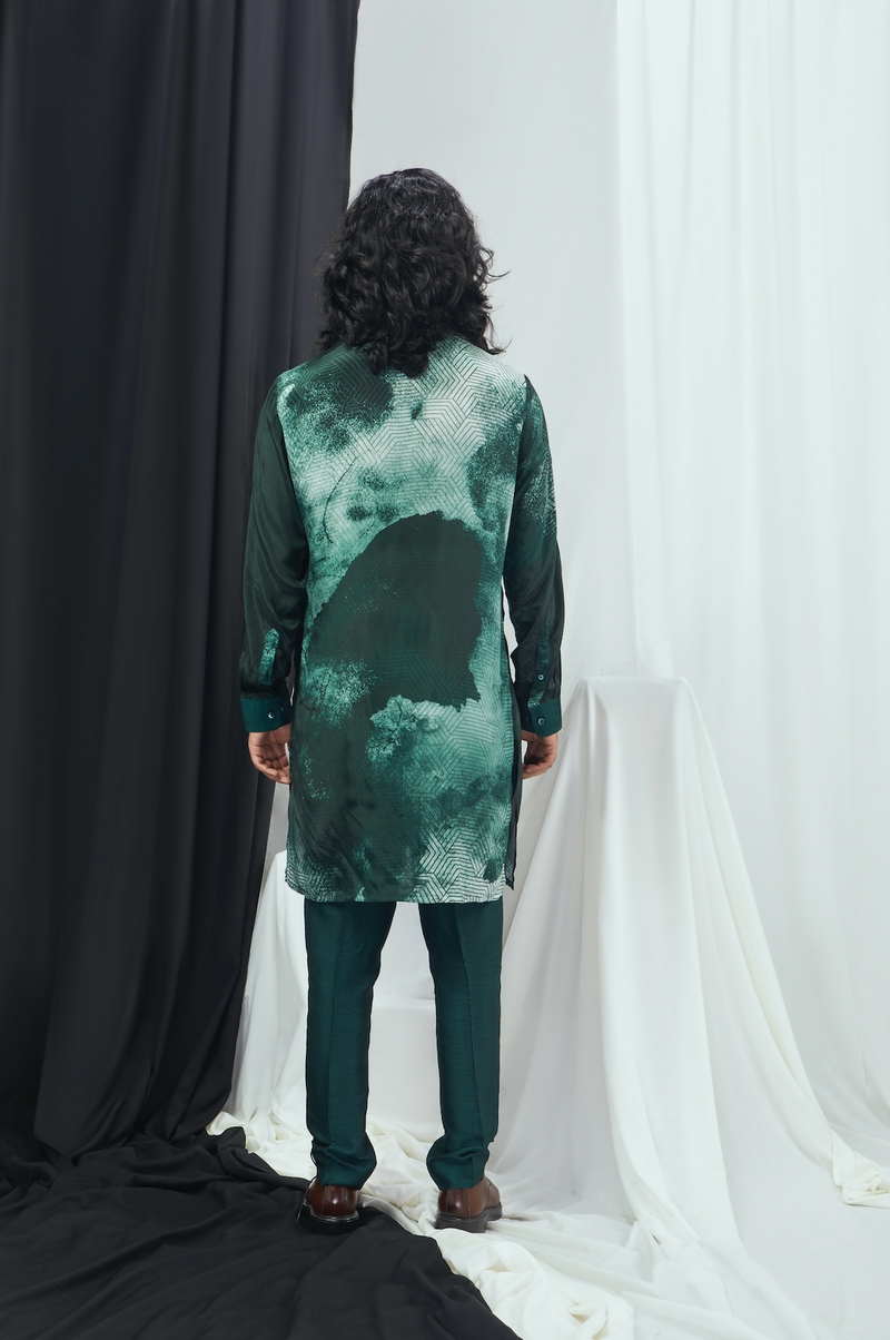EMERALD BLOTCH PRINTED KURTA WITH PANTS