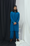 JADE BLUE KURTA WITH PANTS AND CUFF DETAILING