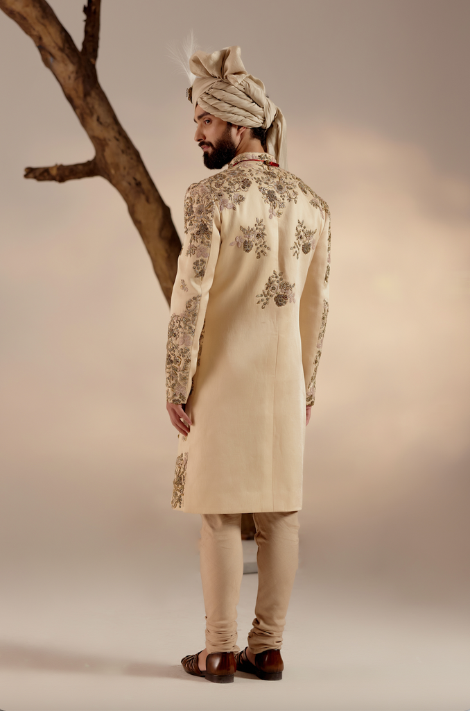 FROSTED ALMOND SHERWANI SET
