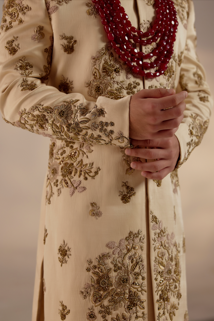 FROSTED ALMOND SHERWANI SET