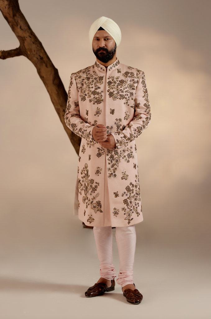 SHELL-PINK SHERWANI SET