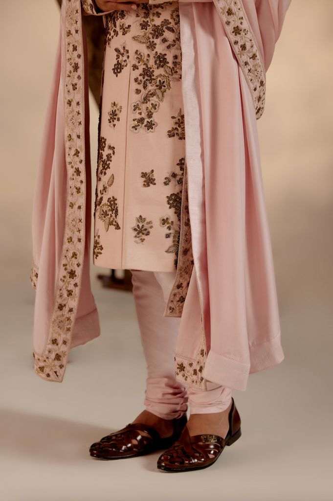 SHELL-PINK SHERWANI SET