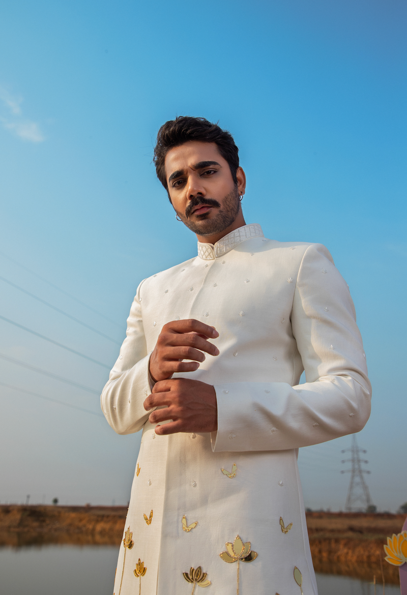 IVORY BLOOM SHERWANI SET