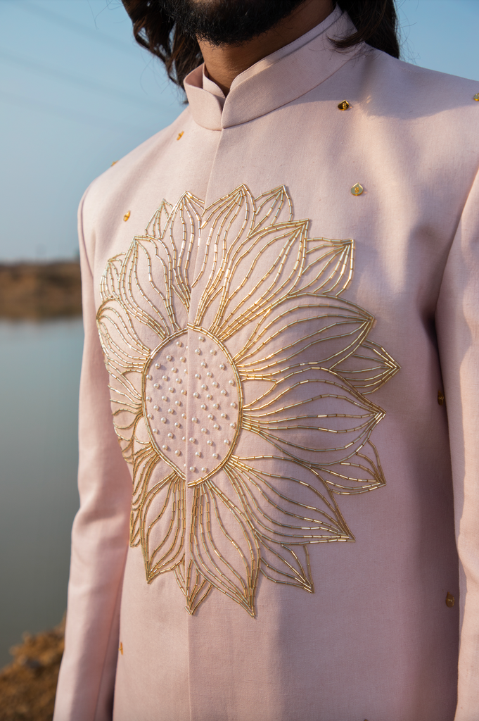 SUMMER PINK SHERWANI SET