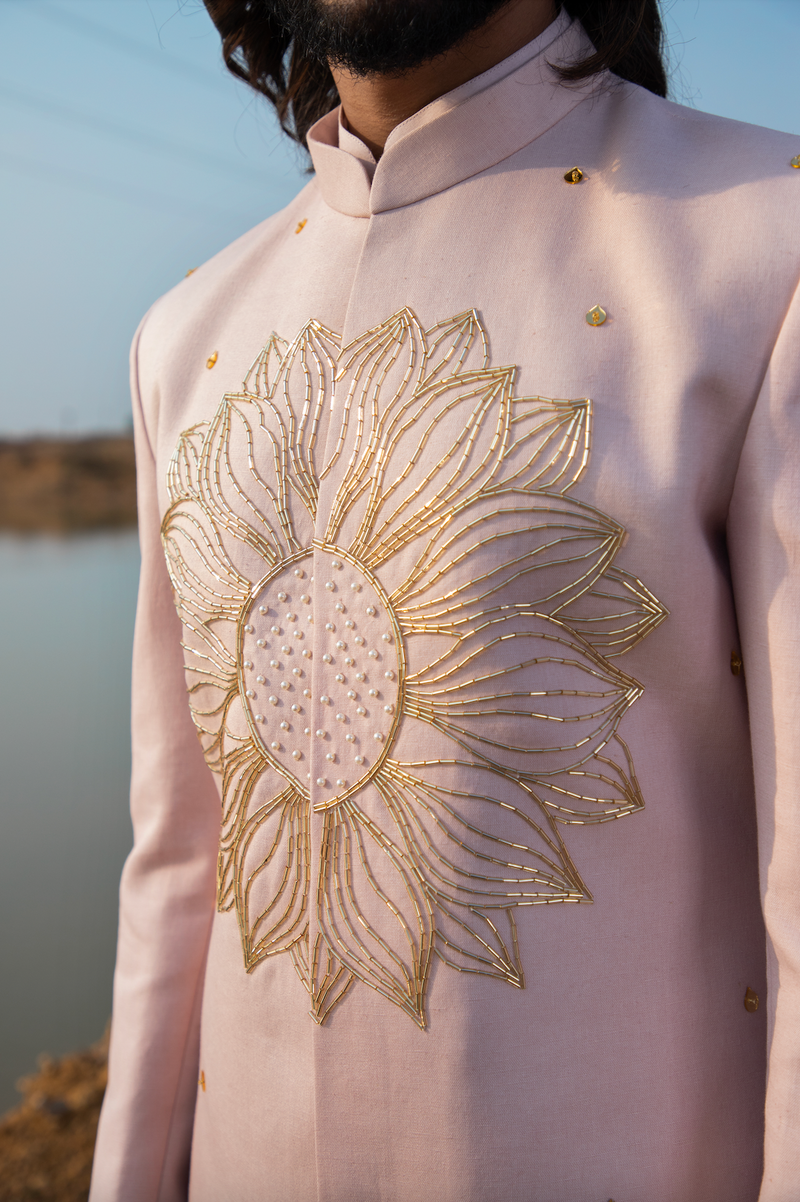 SUMMER PINK SHERWANI SET