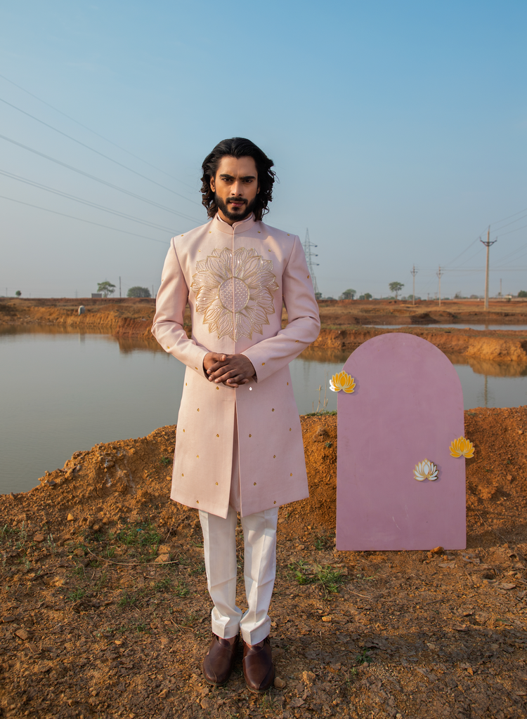 SUMMER PINK SHERWANI SET