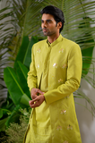 GREEN LOTUS EMBROIDERED SHERWANI SET