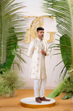 DUSTY IVORY REINDEER SHERWANI SET