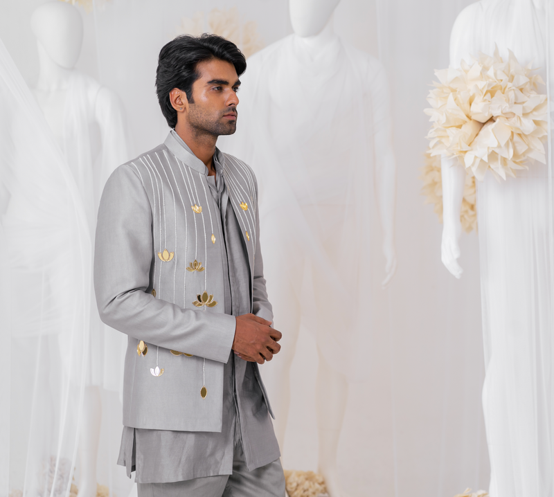 ASH LOTUS EMBROIDERED JODHPURI SET