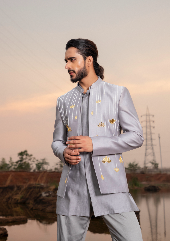 ASH LOTUS EMBROIDERED JODHPURI SET