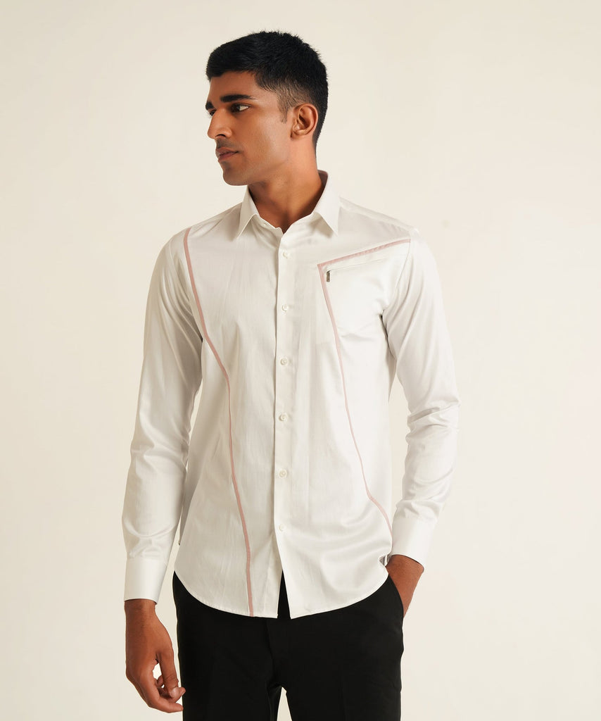 ZIPPER DETAILED BUTTON DOWN SHIRT