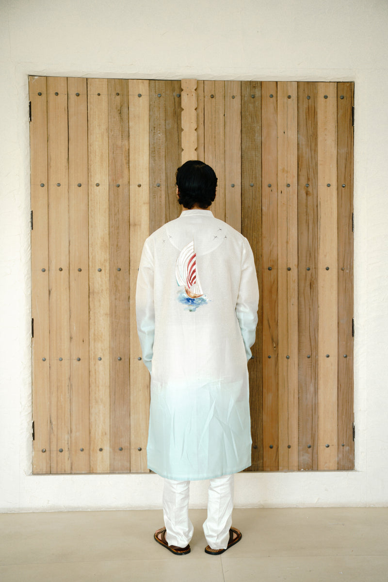 OMBRE CHANDERI HAND PAINTED KURTA SET