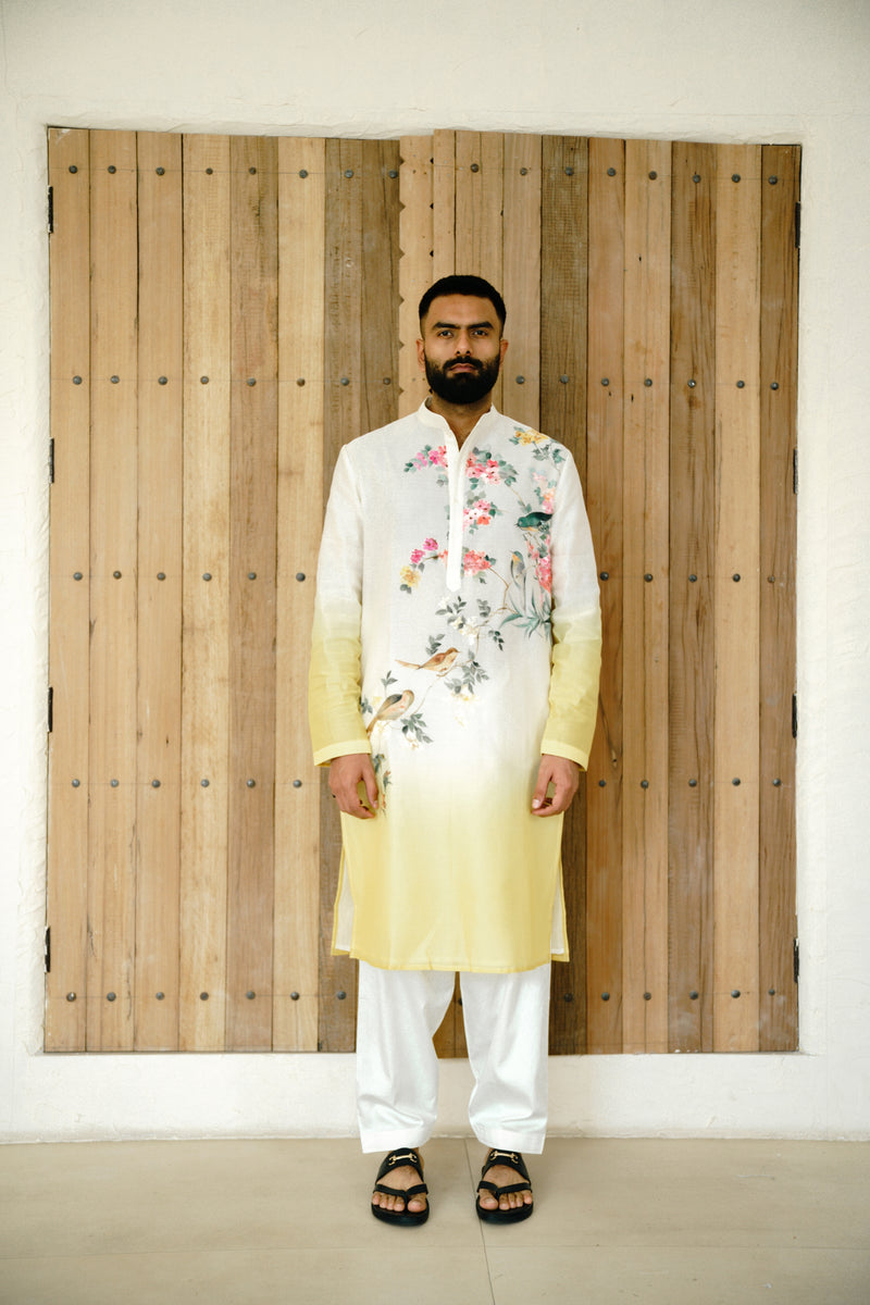 OMBRE CHANDERI HAND PAINTED KURTA SET