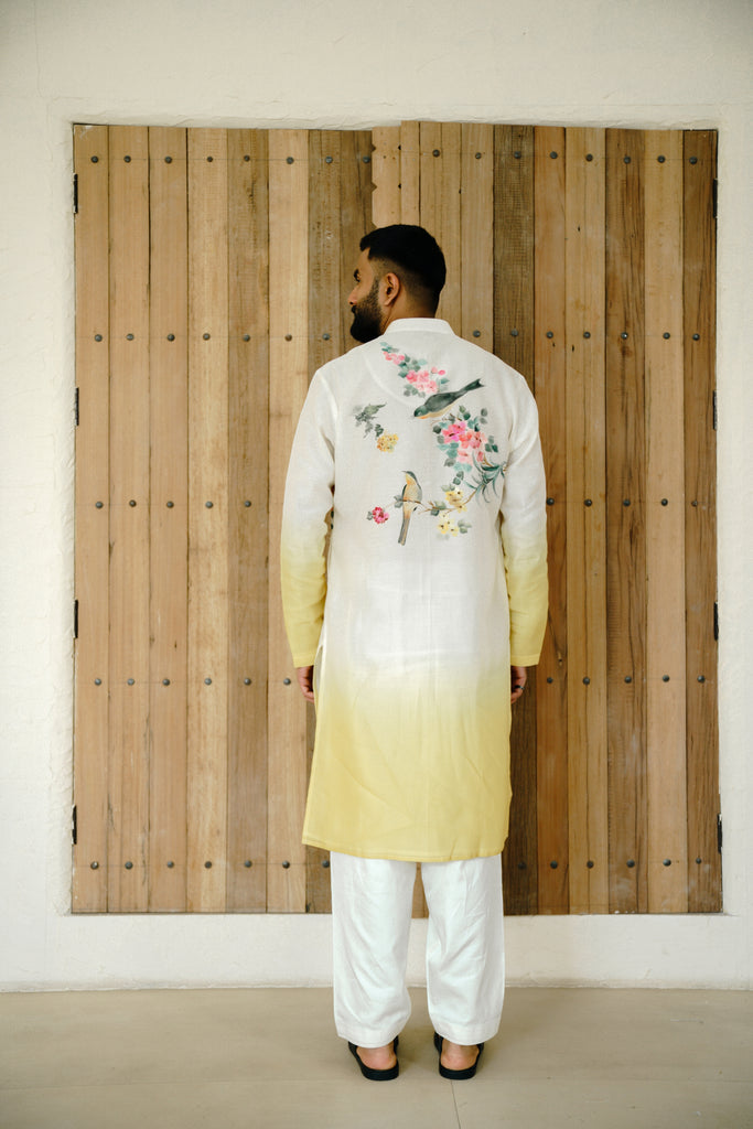 OMBRE CHANDERI HAND PAINTED KURTA SET